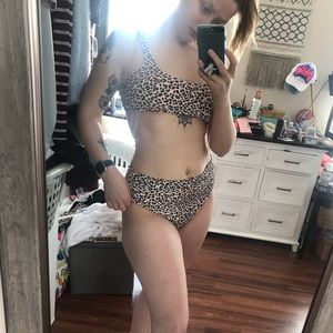 NWT High Waisted Pink Leopard Bikini